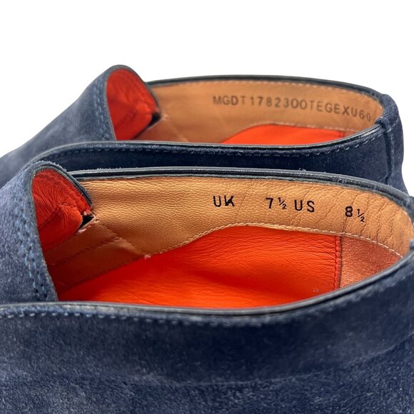 Santoni Andvari Mens Navy Suede Ankle Boot Size 8.5 Made In Italy - Picture 4 of 7